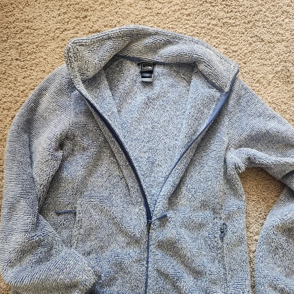 THE NORTH FACE Women’s Deep Pile Fleece Jacket Large Heather Blue Full Zip - Picture 5 of 14